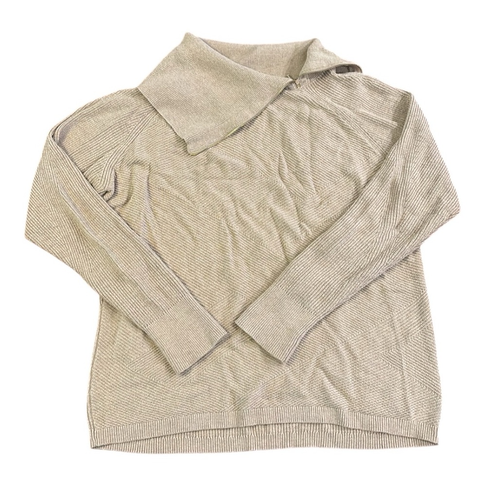 White House Black Market Tan Oversized Neck Zipper Sweater Women's Size XL